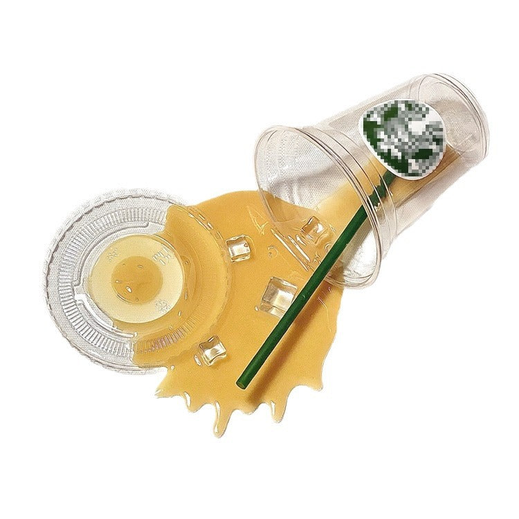 3D Simulation Spilled Drink Phone Stand - Creative Desktop Ornament & Novelty Phone Holder - Realistic Fake Soda & Coffee Cup Decor for Office and Home