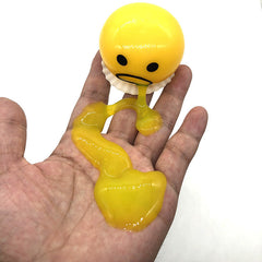 Funny Stress Relief Squeeze Toy - Creative Vomiting Egg Yolk Character with Yellow Slime for Novelty Gags and Sensory Play