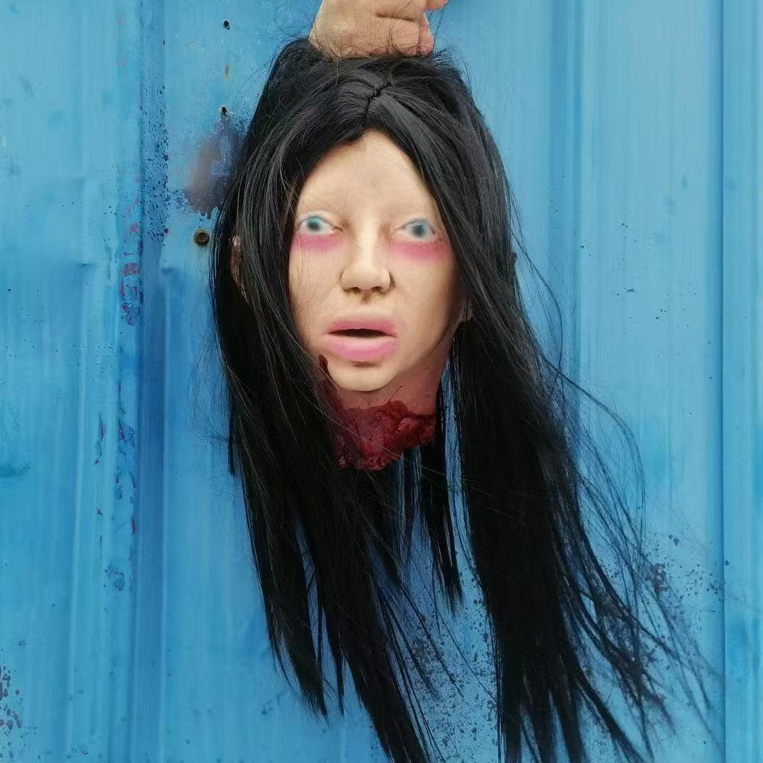 Life-Size Severed Head Horror Prop - Realistic Gory Decapitated Doll for Haunted Houses, Escape Rooms, and Halloween Bar Decor - Professional Grade Slasher Movie Atmosphere Prop