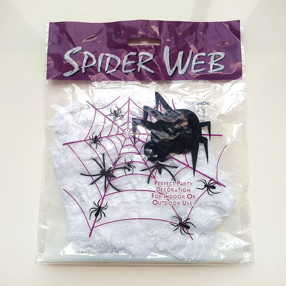 Glow-in-the-Dark Giant Spider Web - Luminous Stretchy Cobweb with Spiders for Haunted House and Cemetery Scene Decor